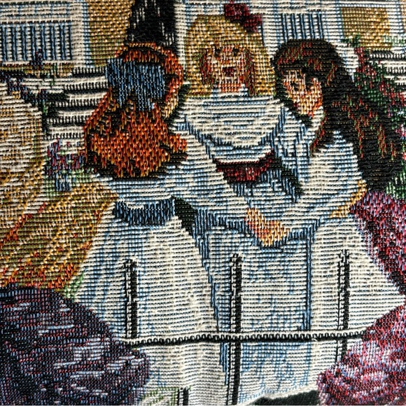 Signed Glynda Turley Tapestry Throw Pillow Yellow Plantation Children Playing - Picture 3 of 14